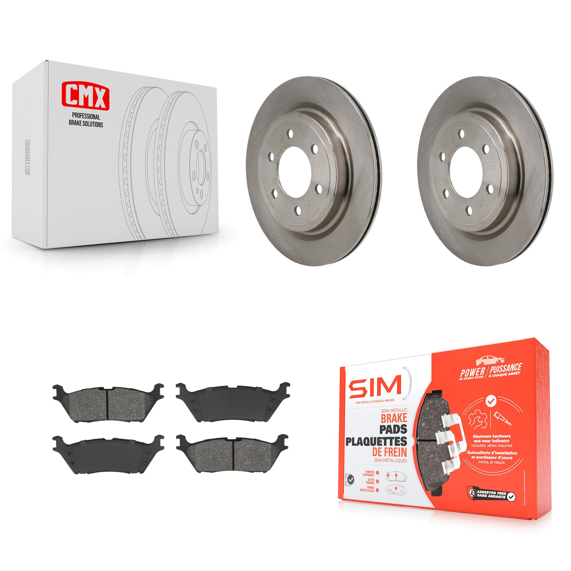 Disc Rotors and Semi-Metallic Brake Pads Kit-K8S-104191