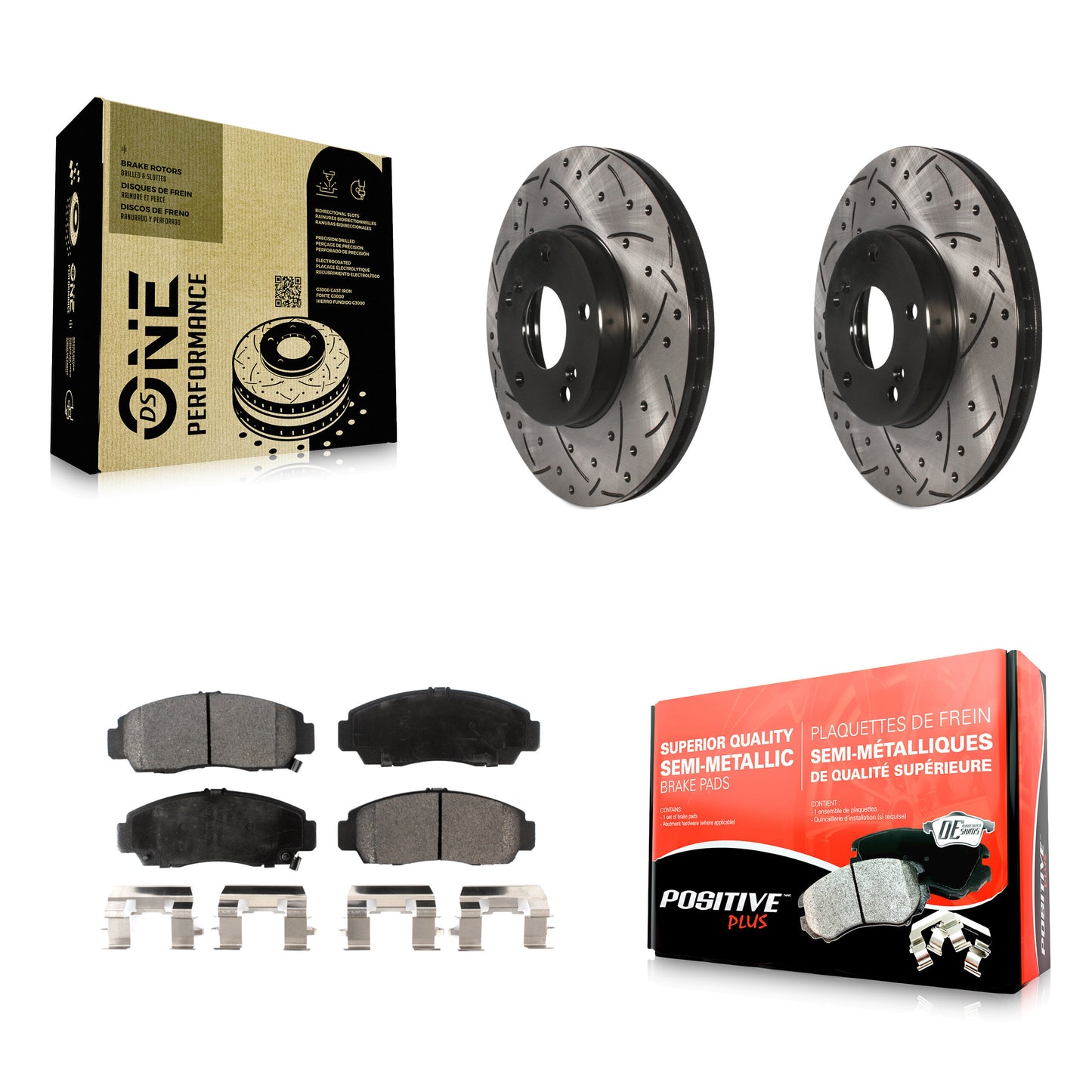 Coated Disc Rotors and Semi-Metallic Brake Pads Kit-KDF-100064 Kit.bestparts.ca