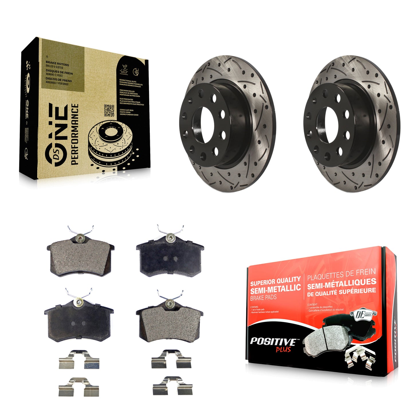 Coated Disc Rotors and Semi-Metallic Brake Pads Kit-KDF-100515 Kit.bestparts.ca