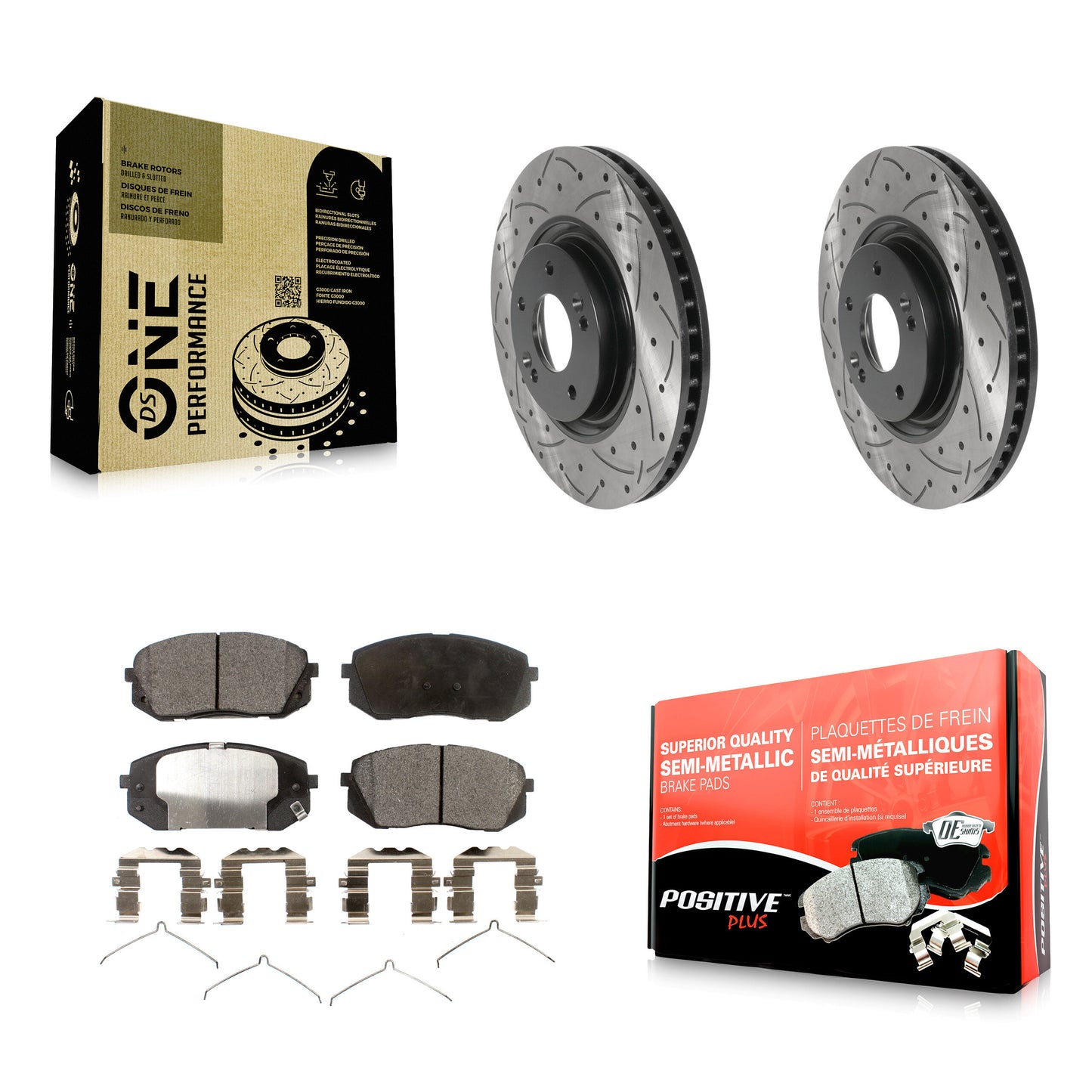 Coated Disc Rotors and Semi-Metallic Brake Pads Kit-KDF-101888 Kit.bestparts.ca