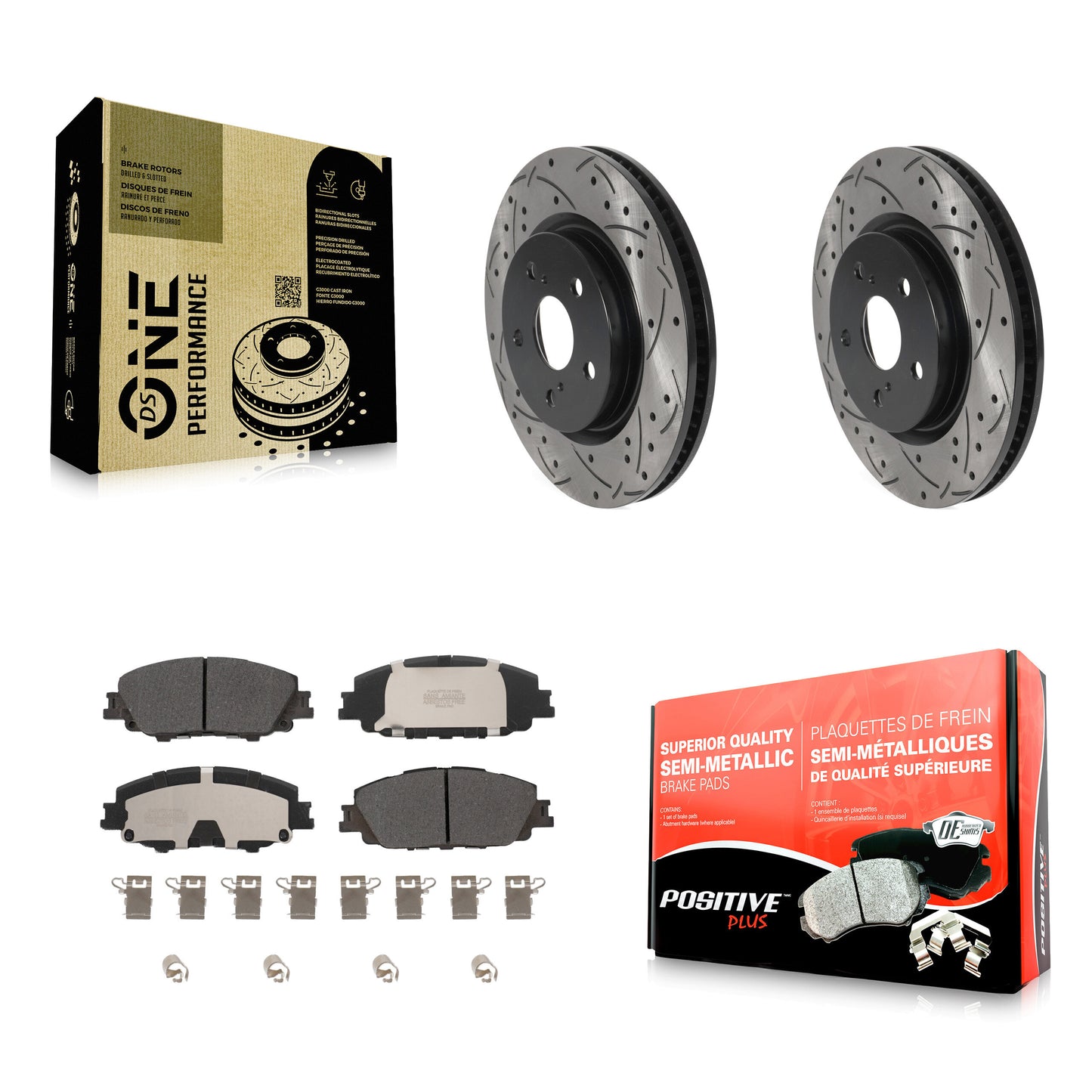 Coated Disc Rotors and Semi-Metallic Brake Pads Kit-KDF-101891 Kit.bestparts.ca
