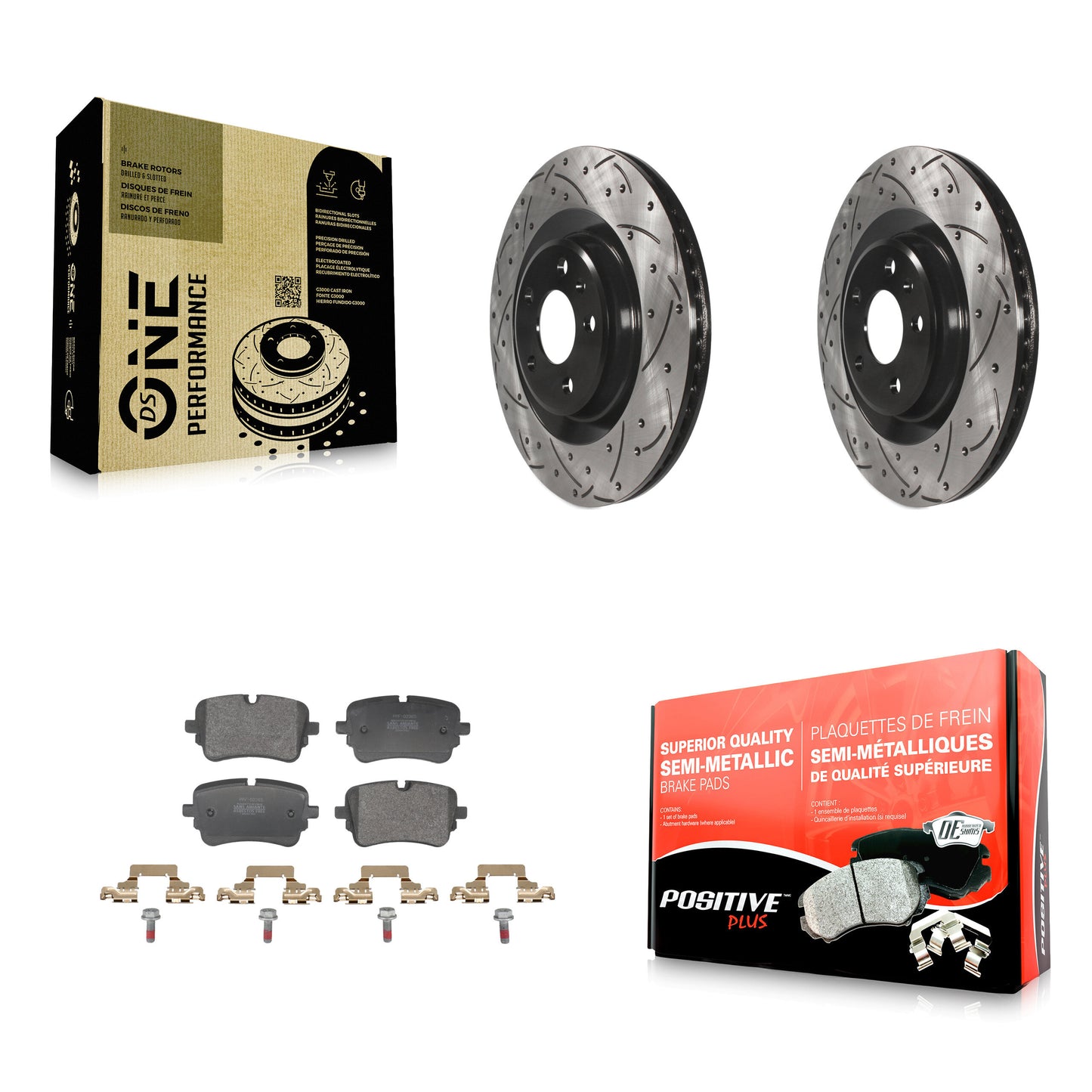 Coated Disc Rotors and Semi-Metallic Brake Pads Kit-KDF-102006 Kit.bestparts.ca