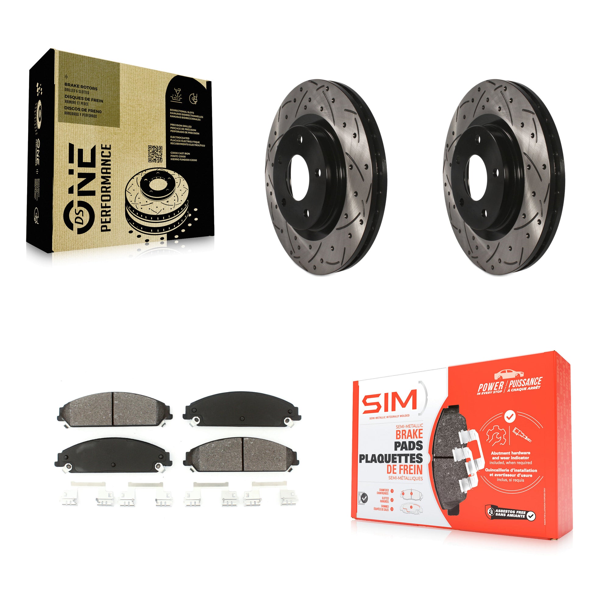 Coated Disc Rotors and Semi-Metallic Brake Pads Kit-KDS-101741