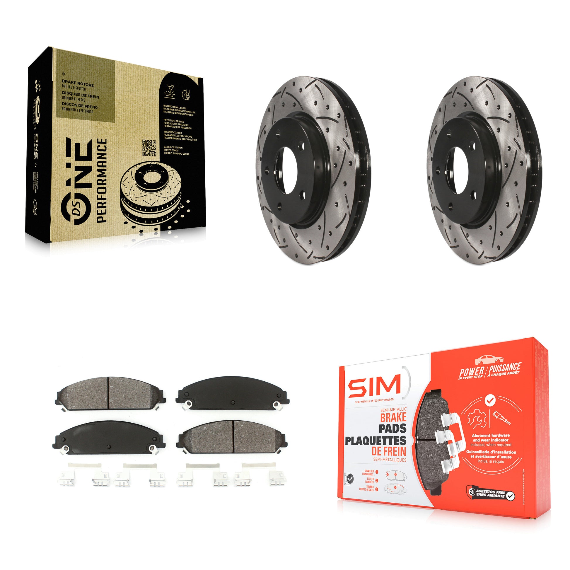 Coated Disc Rotors and Semi-Metallic Brake Pads Kit-KDS-101742