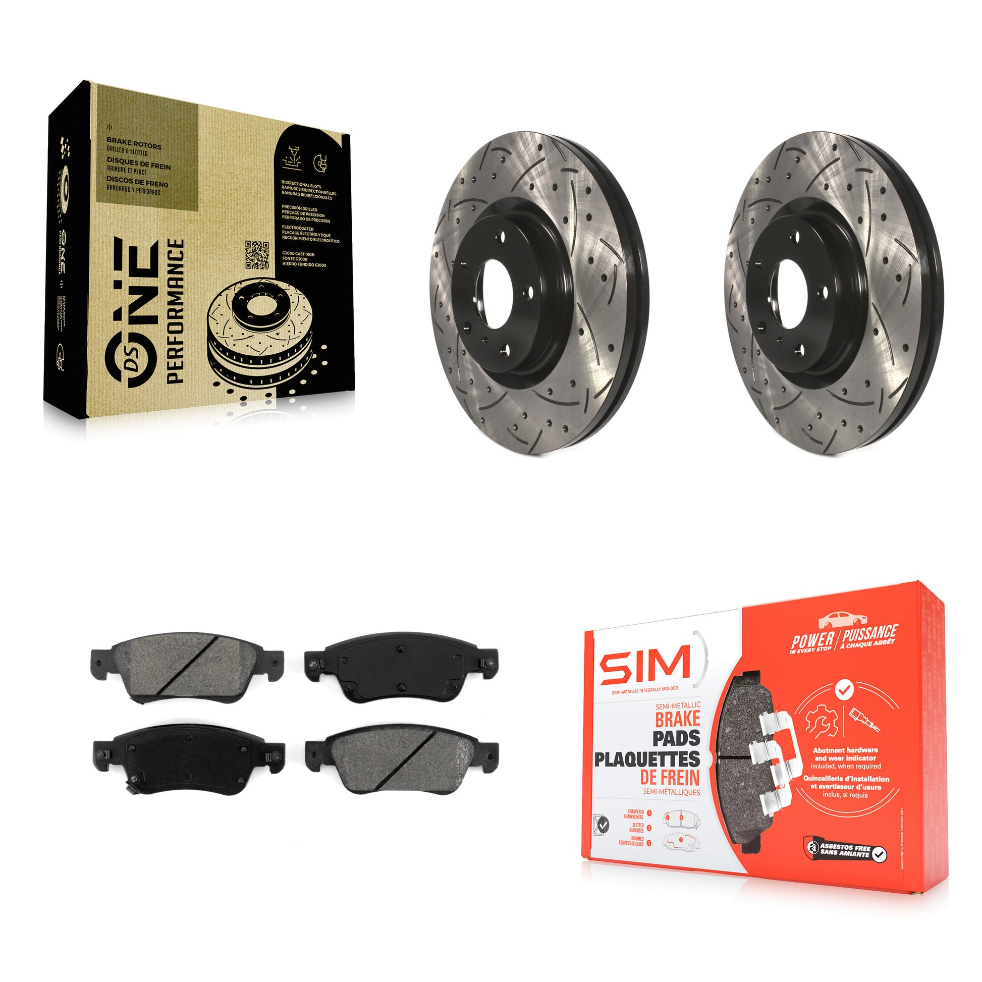 Coated Disc Rotors and Semi-Metallic Brake Pads Kit-KDS-101743