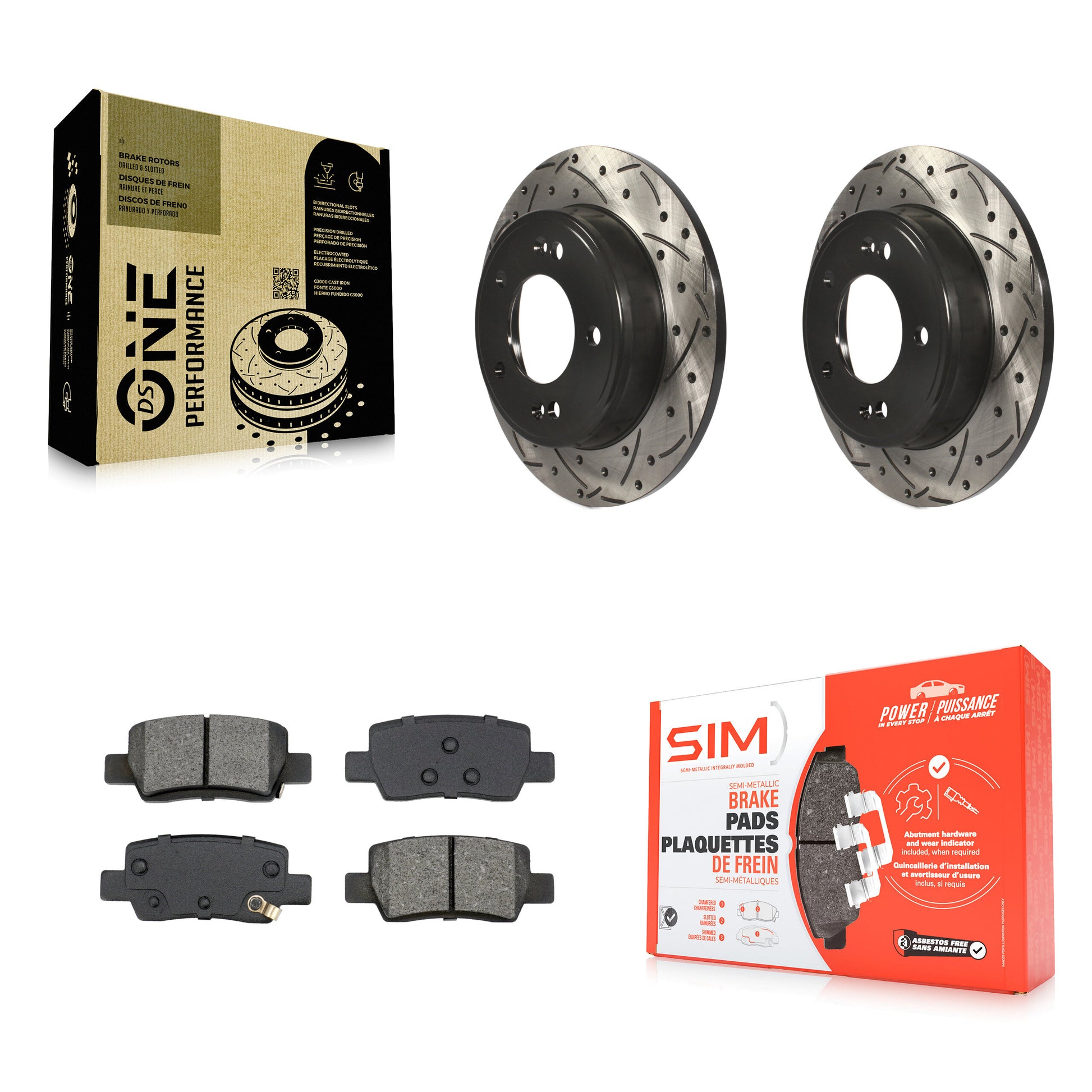 Coated Disc Rotors and Semi-Metallic Brake Pads Kit-KDS-101804