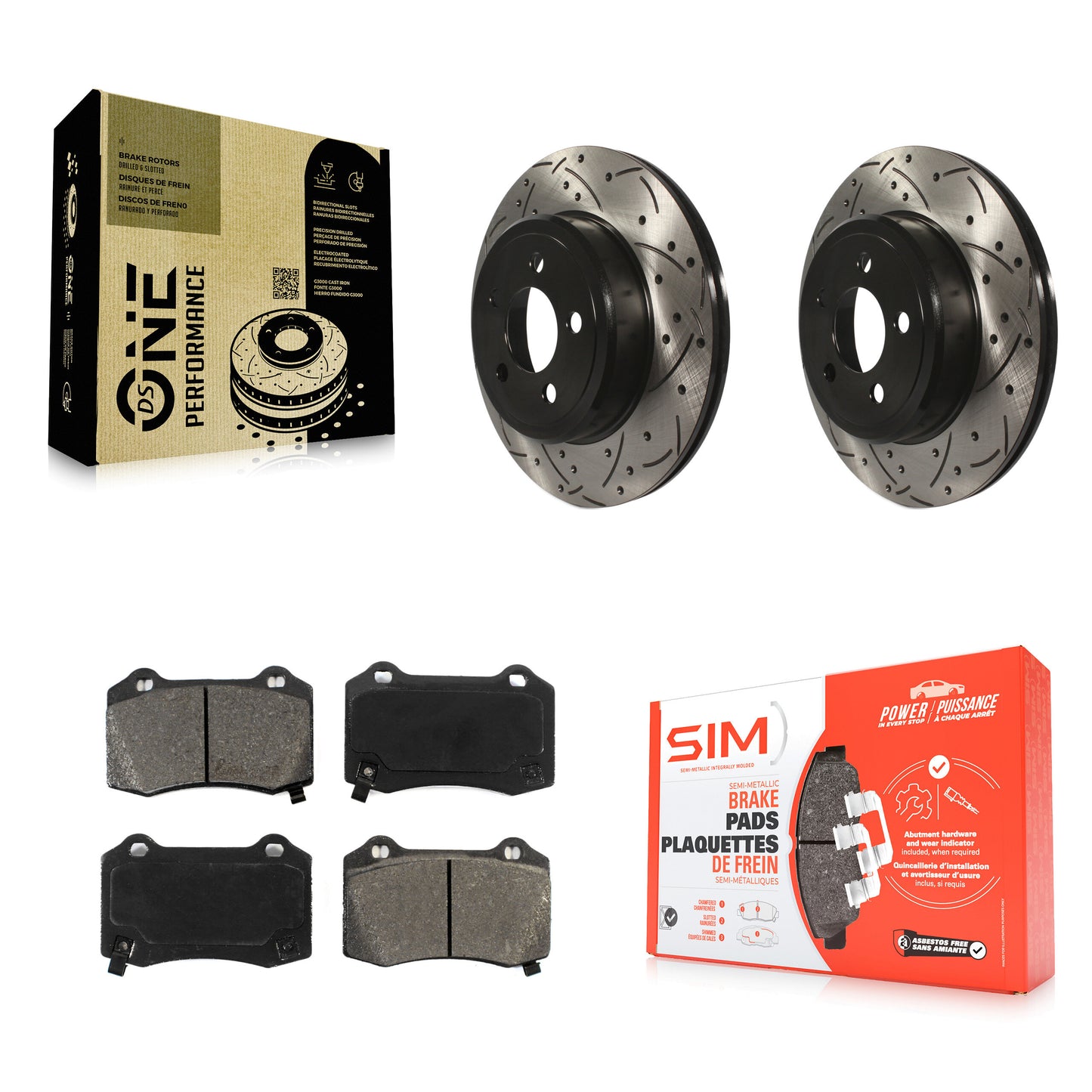 Coated Disc Rotors and Semi-Metallic Brake Pads Kit-KDS-101805 Kit.bestparts.ca