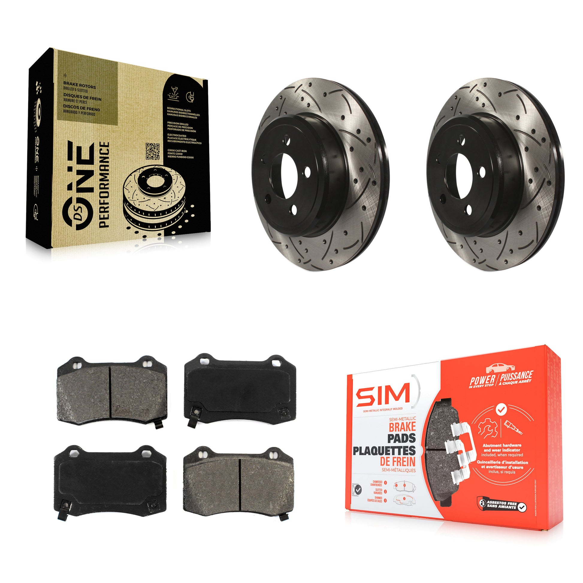 Coated Disc Rotors and Semi-Metallic Brake Pads Kit-KDS-101805