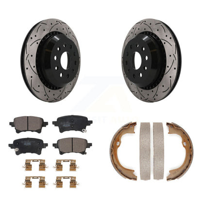 POSITION Disc Drilled & Slotted Rotors Ceramic Pads And Parking Brake Shoes-KDT-102136