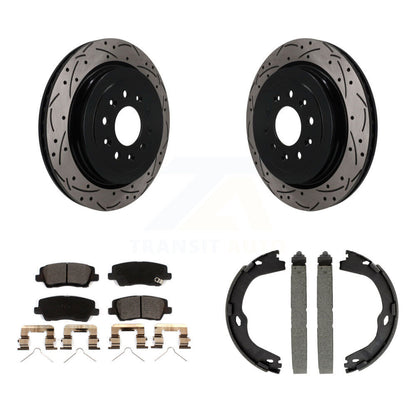 POSITION Disc Drilled & Slotted Rotors Ceramic Pads And Parking Brake Shoes-KDT-102137