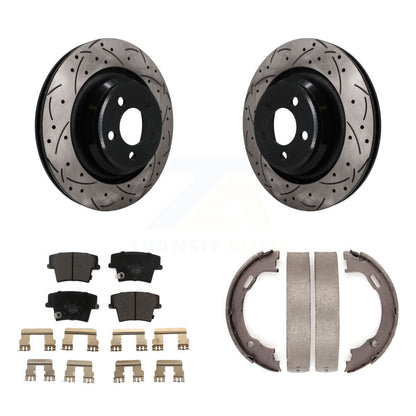 POSITION Disc Drilled & Slotted Rotors Ceramic Pads And Parking Brake Shoes-KDT-102141