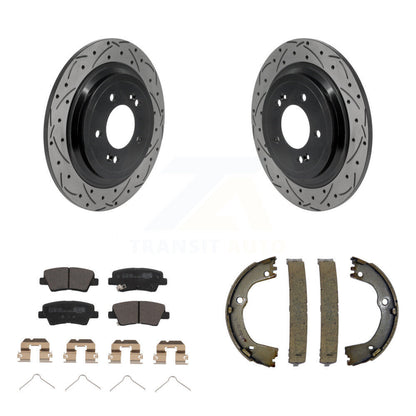 POSITION Disc Drilled & Slotted Rotors Ceramic Pads And Parking Brake Shoes-KDT-102142