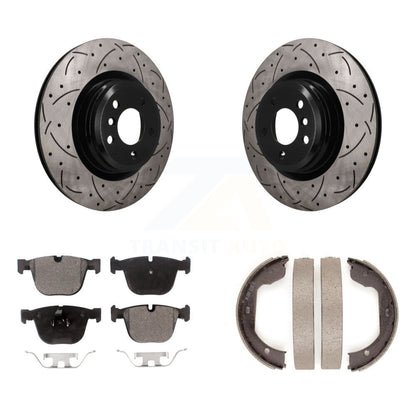 POSITION Disc Drilled & Slotted Rotors Ceramic Pads And Parking Brake Shoes-KDT-102146
