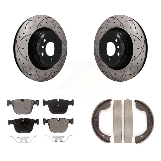 POSITION Disc Drilled & Slotted Rotors Ceramic Pads And Parking Brake Shoes-KDT-102146