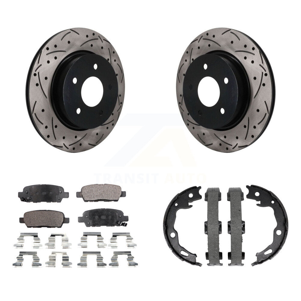 POSITION Disc Drilled & Slotted Rotors Ceramic Pads And Parking Brake Shoes-KDT-102148