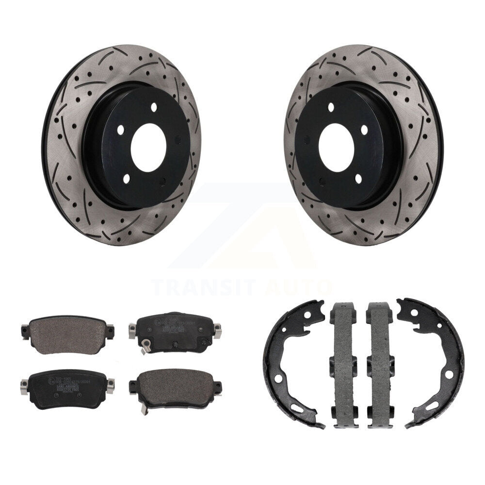 POSITION Disc Drilled & Slotted Rotors Ceramic Pads And Parking Brake Shoes-KDT-102149 Kit.bestparts.ca