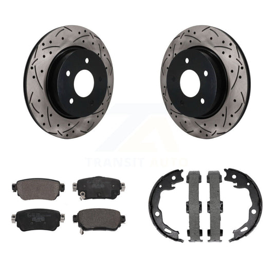 POSITION Disc Drilled & Slotted Rotors Ceramic Pads And Parking Brake Shoes-KDT-102149