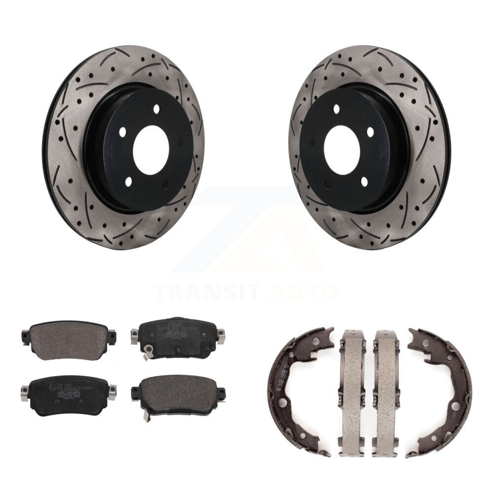 POSITION Disc Drilled & Slotted Rotors Ceramic Pads And Parking Brake Shoes-KDT-102150