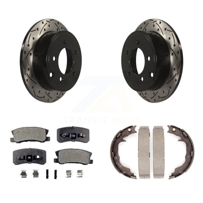 POSITION Disc Drilled & Slotted Rotors Ceramic Pads And Parking Brake Shoes-KDT-102151