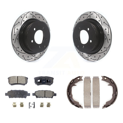 POSITION Disc Drilled & Slotted Rotors Ceramic Pads And Parking Brake Shoes-KDT-102152