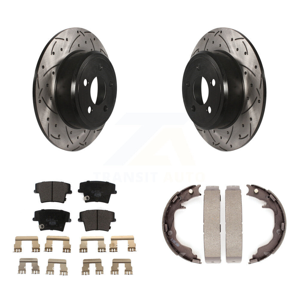 POSITION Disc Drilled & Slotted Rotors Ceramic Pads And Parking Brake Shoes-KDT-102153 Kit.bestparts.ca