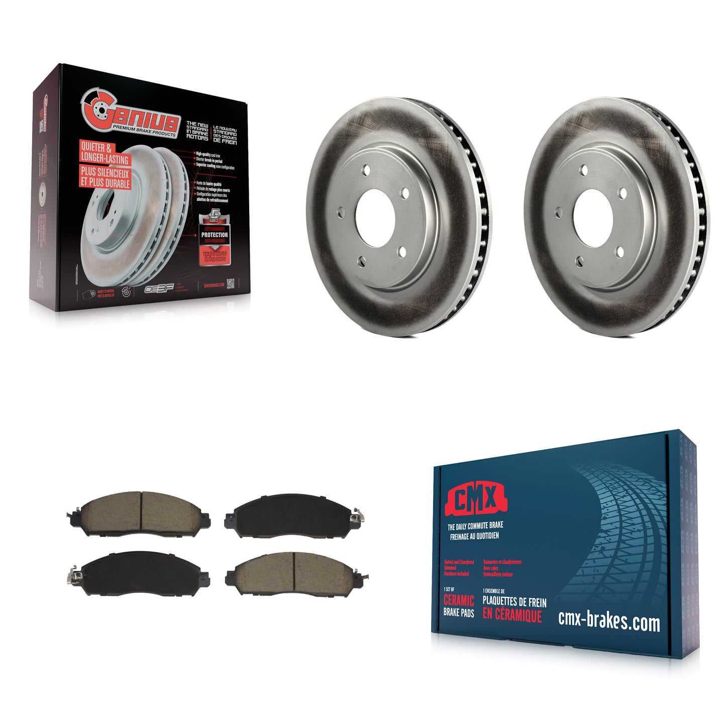 Coated Disc Rotors and Ceramic Brake Pads Kit-KGC-102581 Kit.bestparts.ca