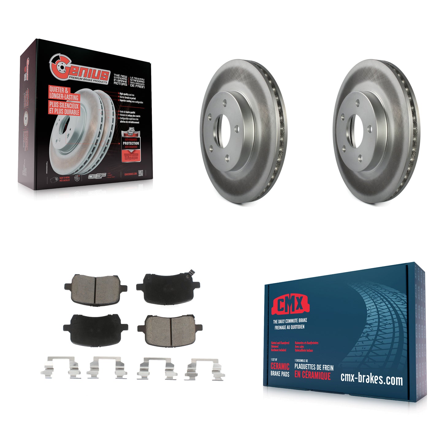 Coated Disc Rotors and Ceramic Brake Pads Kit-KGC-103647 Kit.bestparts.ca
