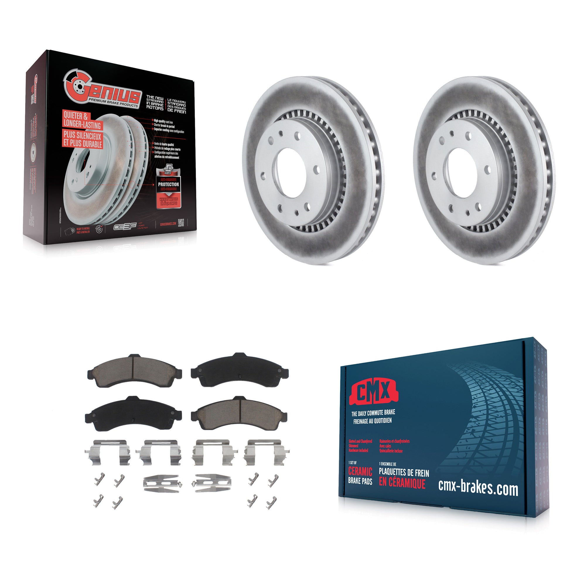 Coated Disc Rotors and Ceramic Brake Pads Kit-KGC-103648