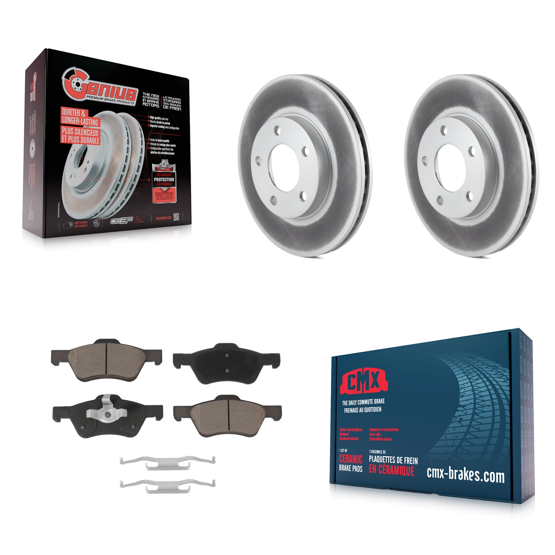 Coated Disc Rotors and Ceramic Brake Pads Kit-KGC-103650
