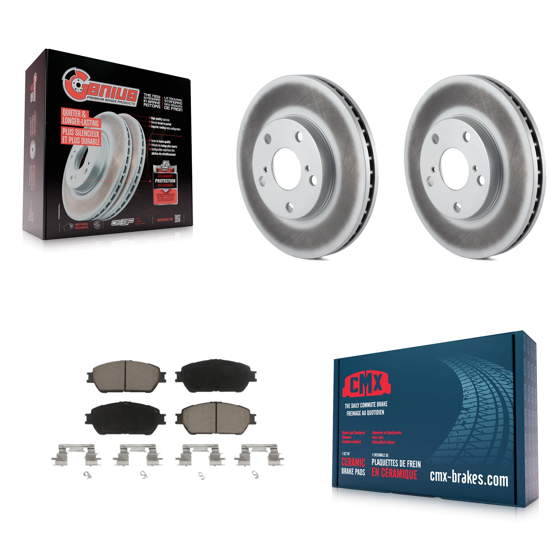 Coated Disc Rotors and Ceramic Brake Pads Kit-KGC-103653