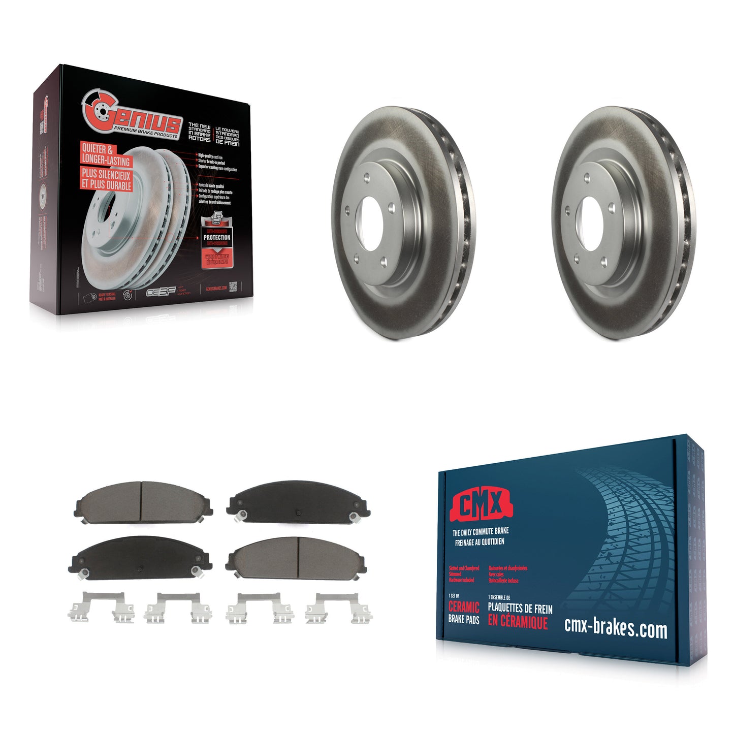Coated Disc Rotors and Ceramic Brake Pads Kit-KGC-103654 Kit.bestparts.ca