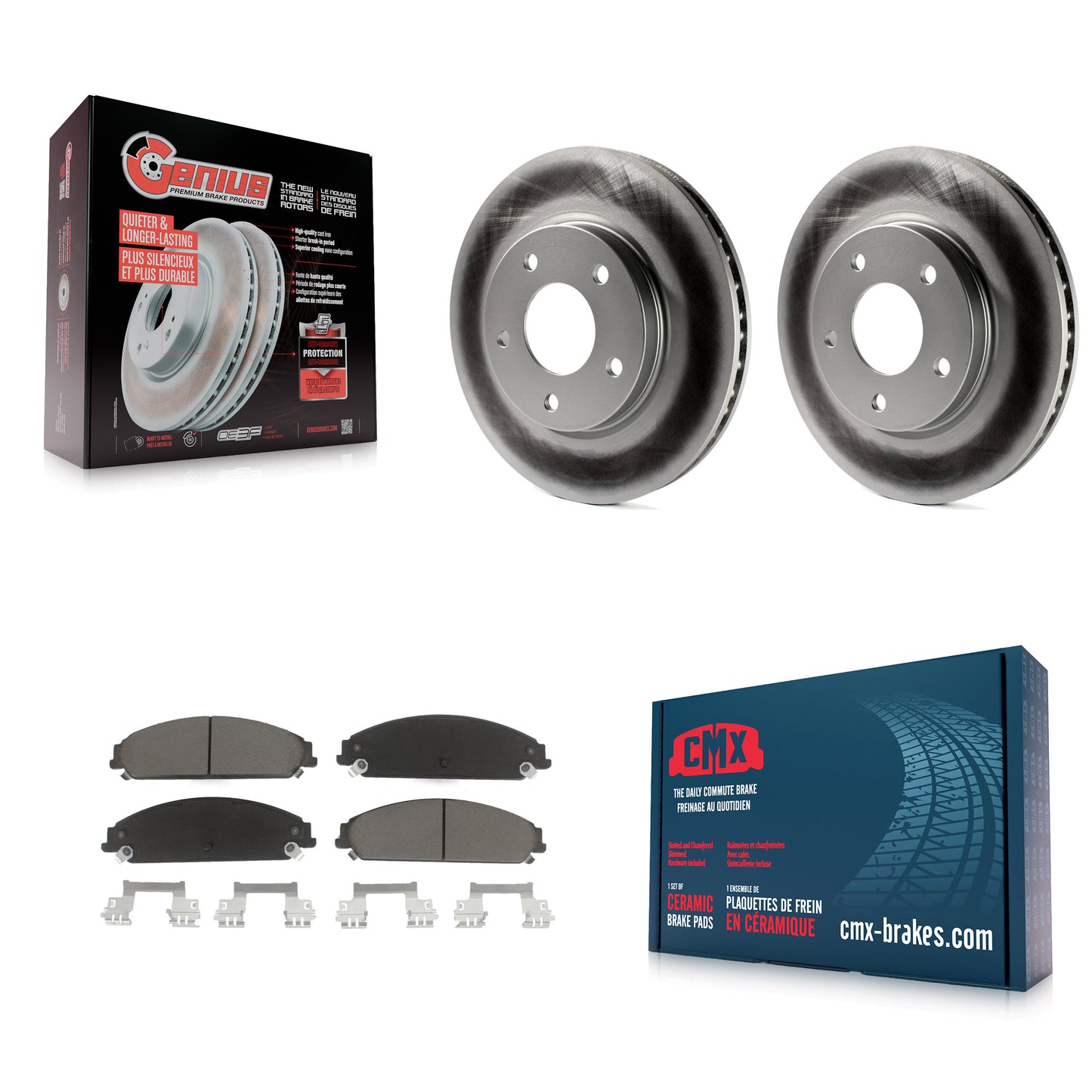 Coated Disc Rotors and Ceramic Brake Pads Kit-KGC-103655 Kit.bestparts.ca