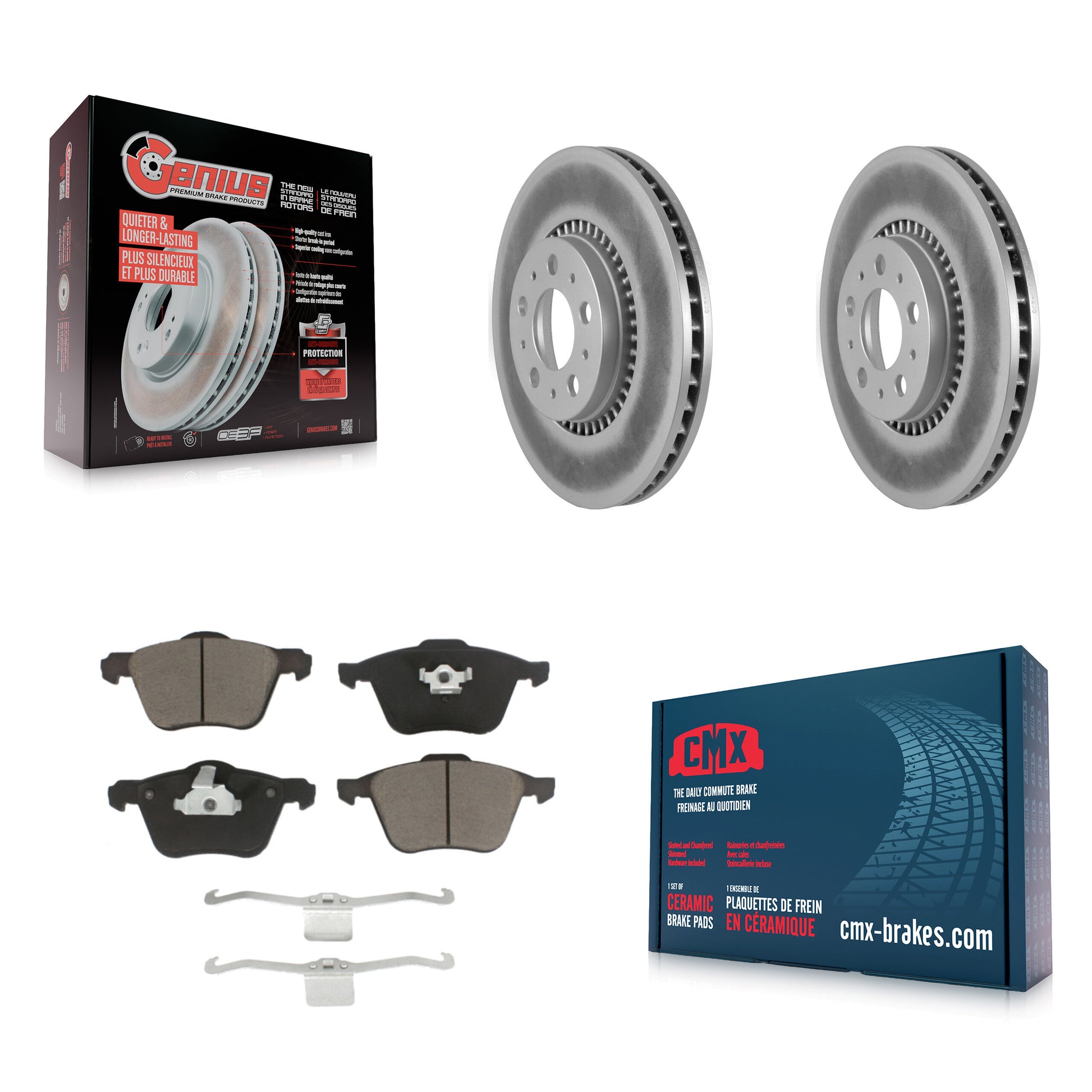 Coated Disc Rotors and Ceramic Brake Pads Kit-KGC-103656