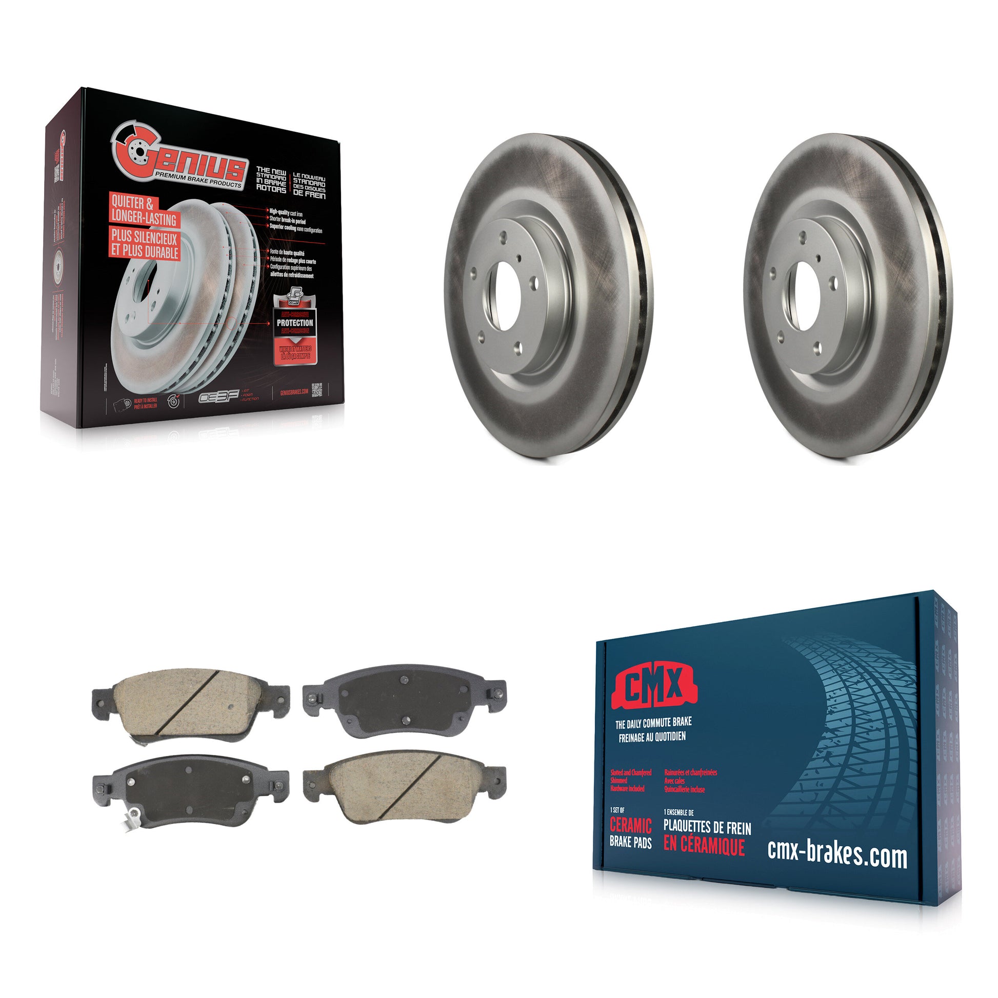 Coated Disc Rotors and Ceramic Brake Pads Kit-KGC-103666