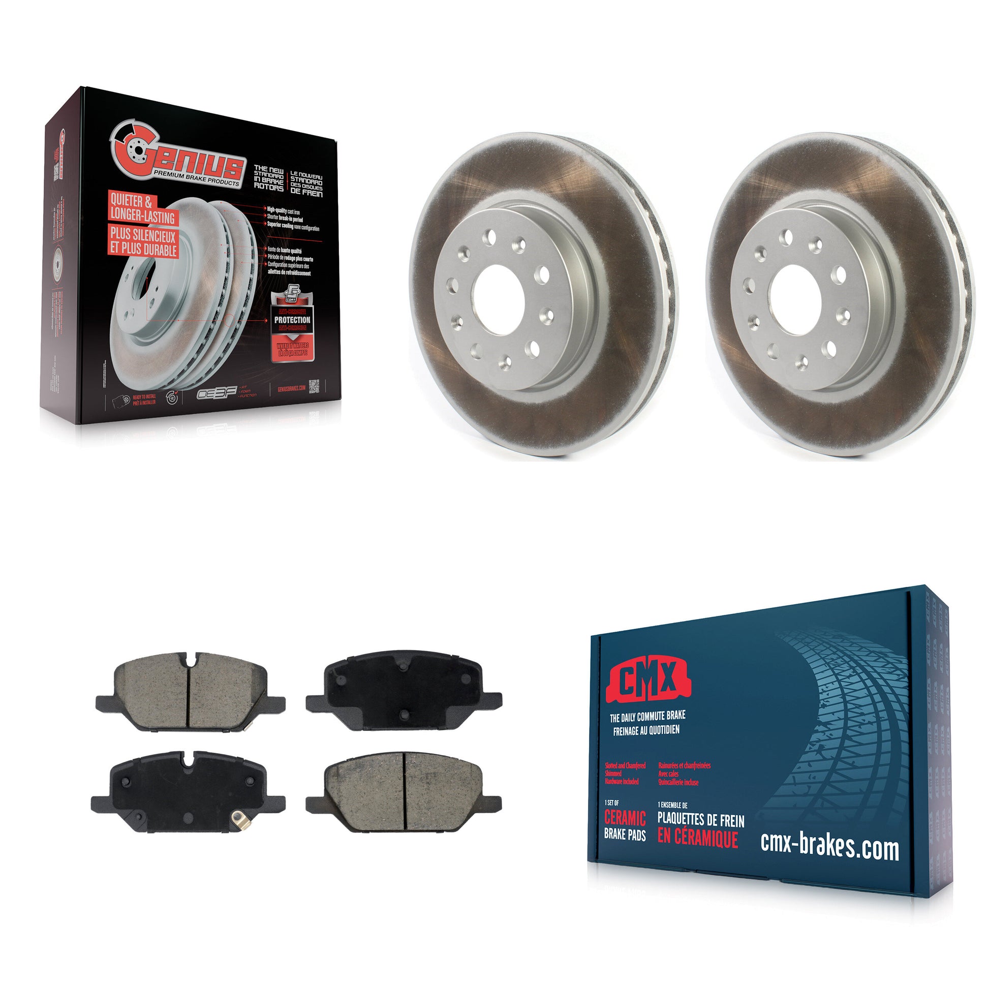 Coated Disc Rotors and Ceramic Brake Pads Kit-KGC-103668