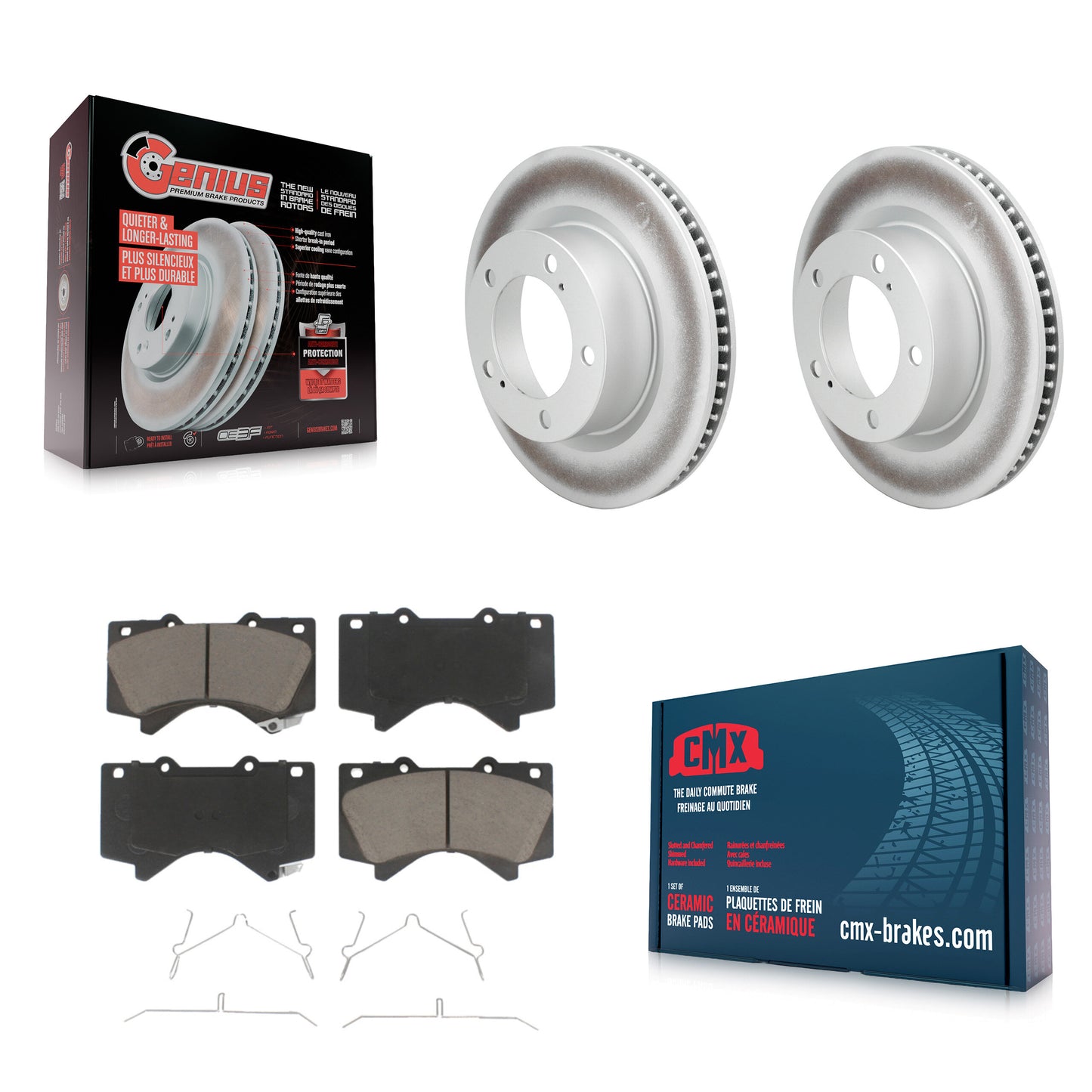 Coated Disc Rotors and Ceramic Brake Pads Kit-KGC-103671 Kit.bestparts.ca