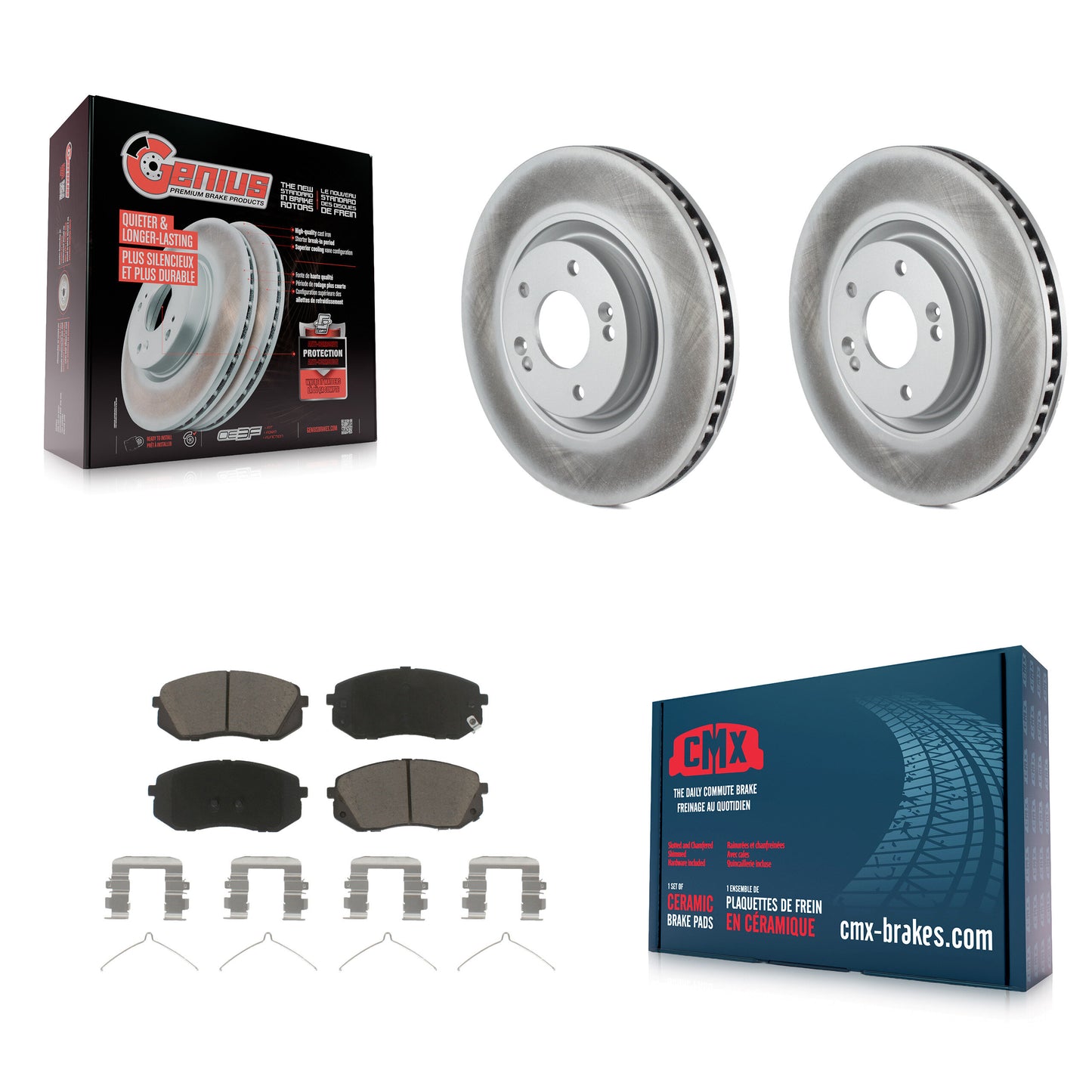 Coated Disc Rotors and Ceramic Brake Pads Kit-KGC-103674 Kit.bestparts.ca