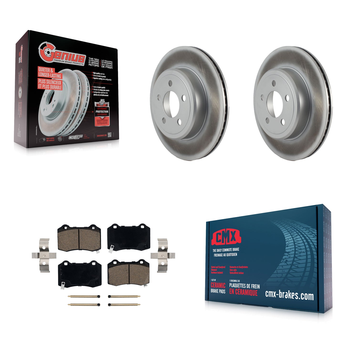 Coated Disc Rotors and Ceramic Brake Pads Kit-KGC-103680 Kit.bestparts.ca