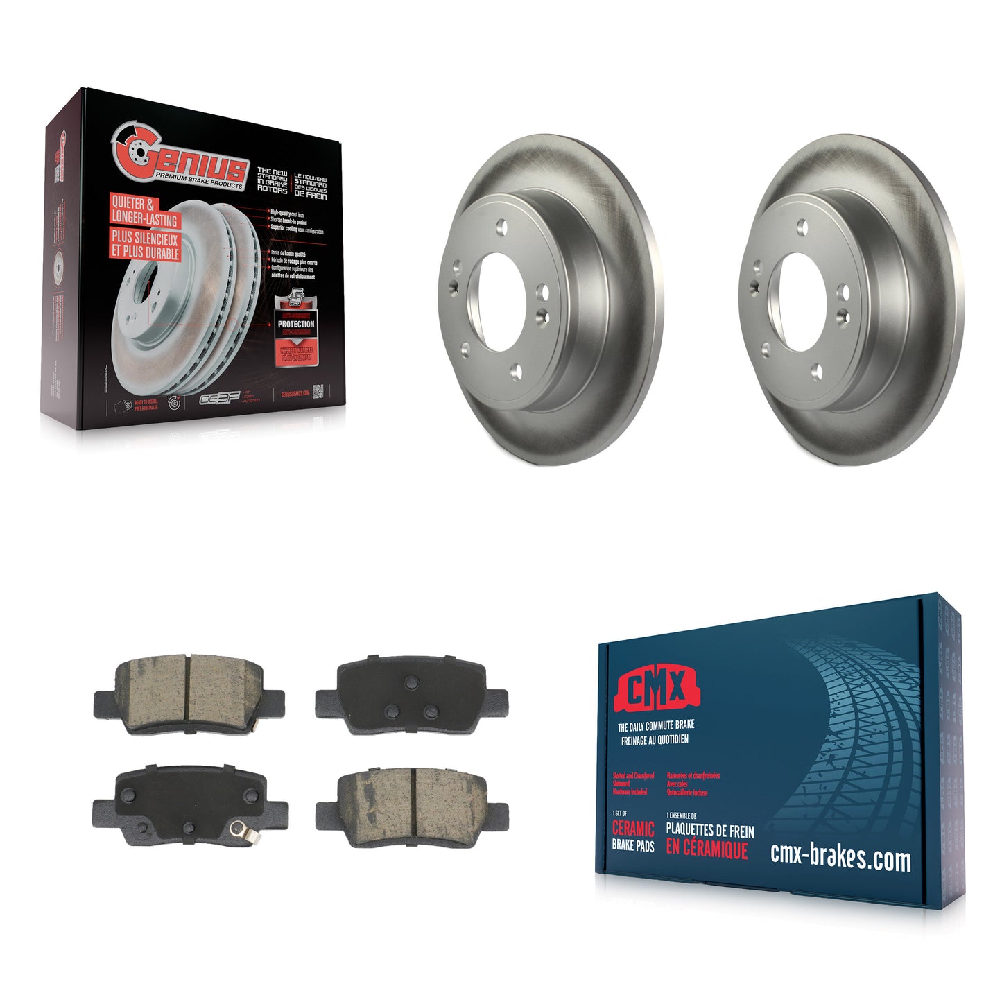 Coated Disc Rotors and Ceramic Brake Pads Kit-KGC-103689 Kit.bestparts.ca