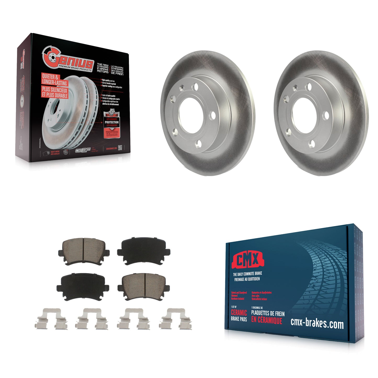 Coated Disc Rotors and Ceramic Brake Pads Kit-KGC-103696 Kit.bestparts.ca