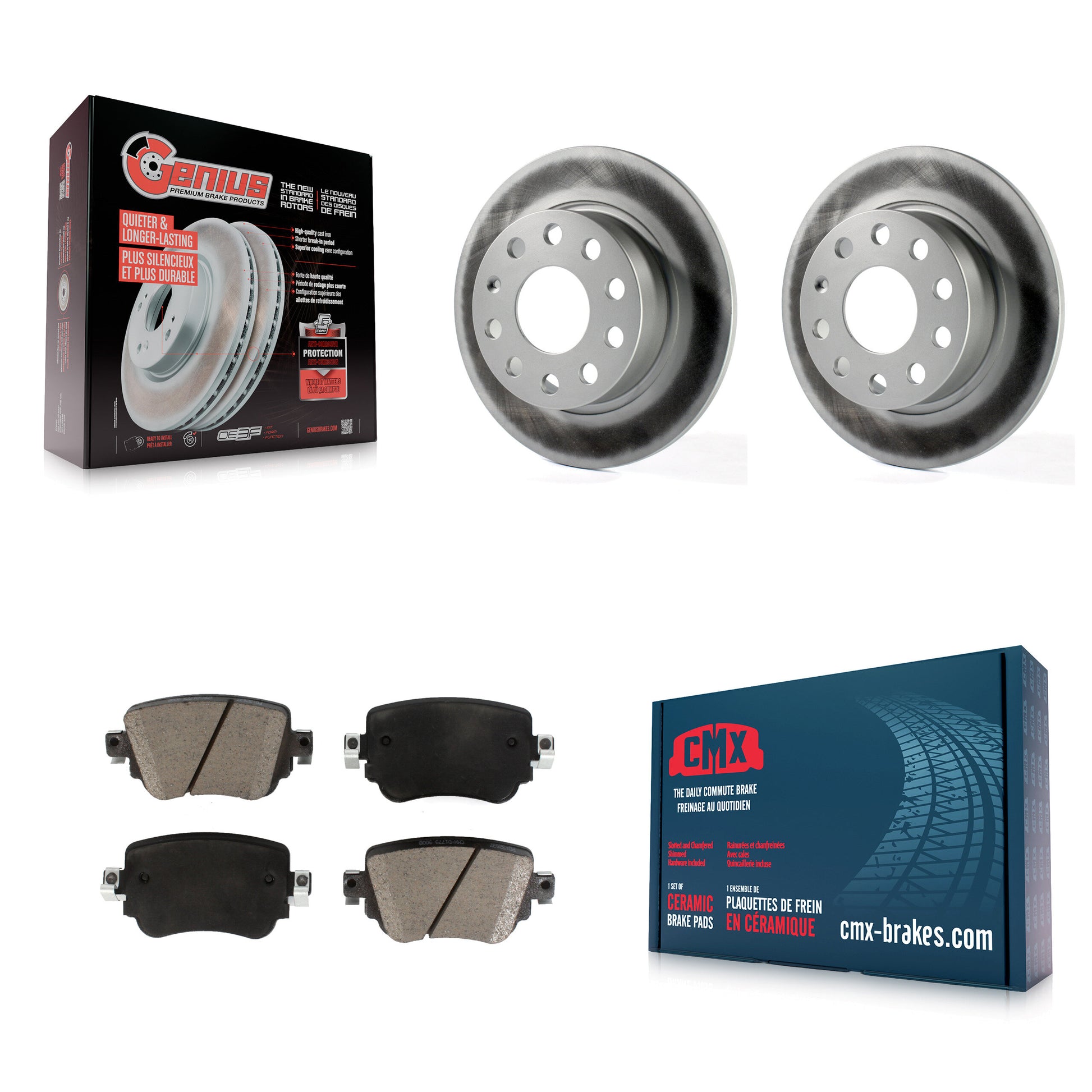 Coated Disc Rotors and Ceramic Brake Pads Kit-KGC-103697