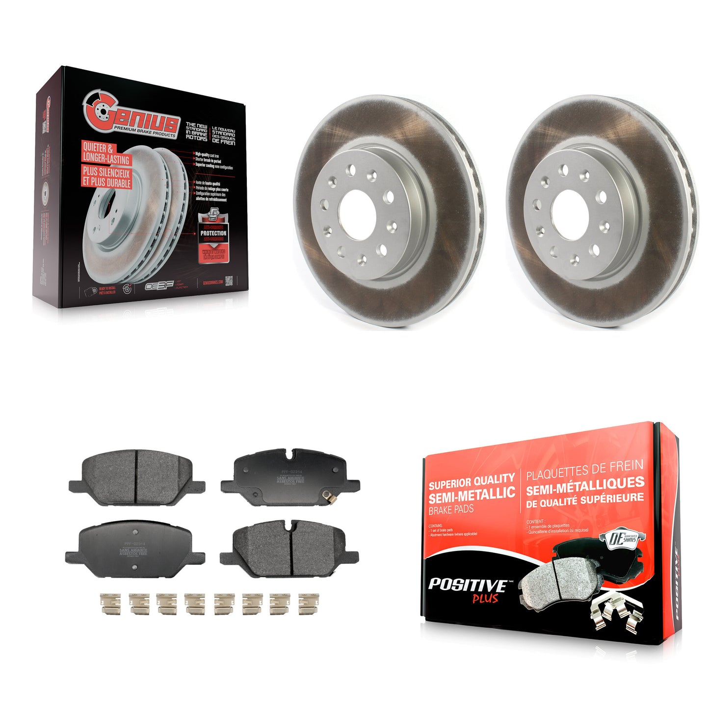 Coated Disc Rotors and Semi-Metallic Brake Pads Kit-KGF-104108 Kit.bestparts.ca