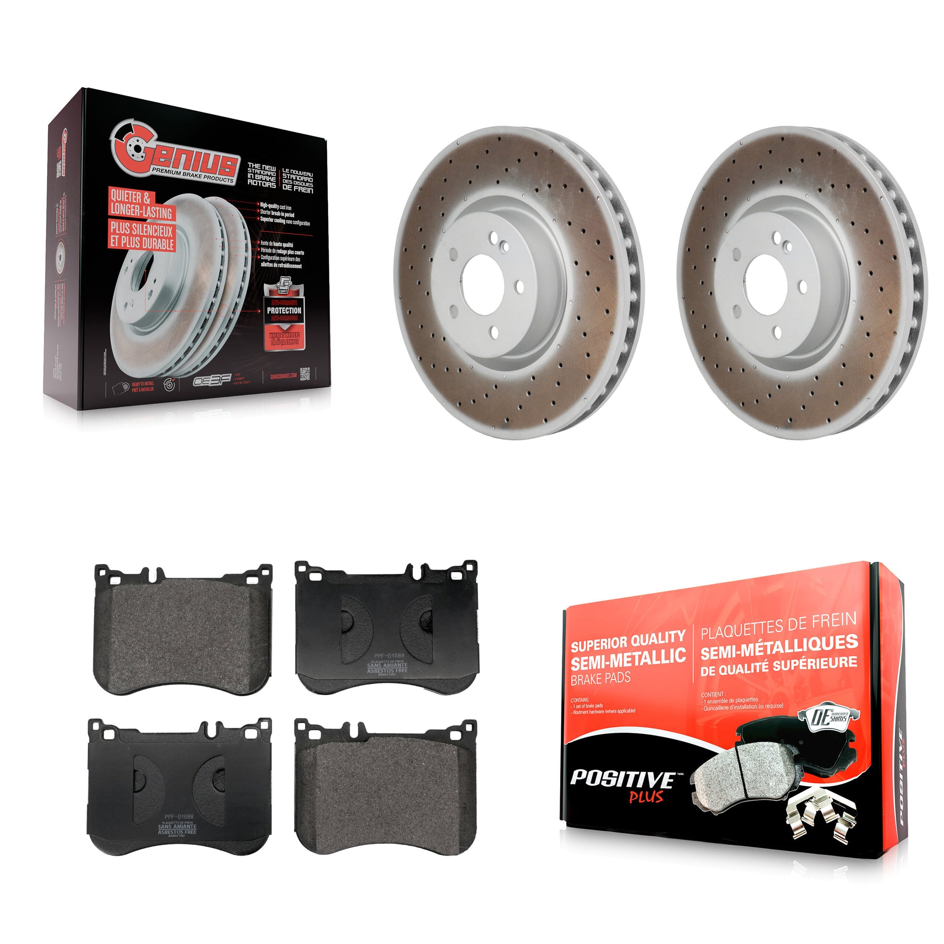 Disc Rotors and Semi-Metallic Brake Pads Kit-KGF-104114