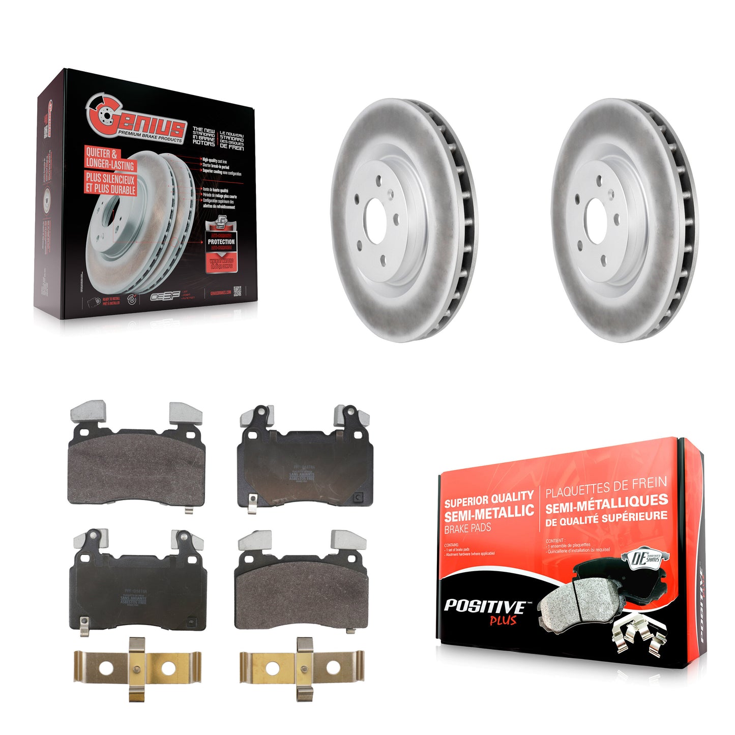 Coated Disc Rotors and Semi-Metallic Brake Pads Kit-KGF-104117 Kit.bestparts.ca