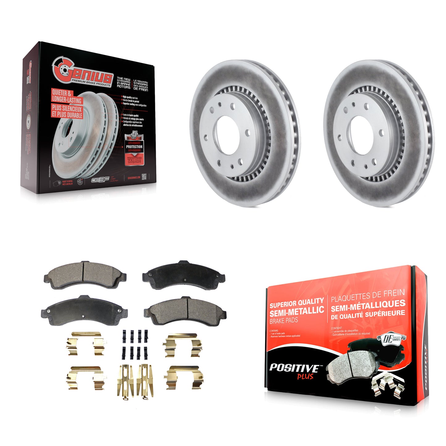 Coated Disc Rotors and Semi-Metallic Brake Pads Kit-KGF-104118 Kit.bestparts.ca