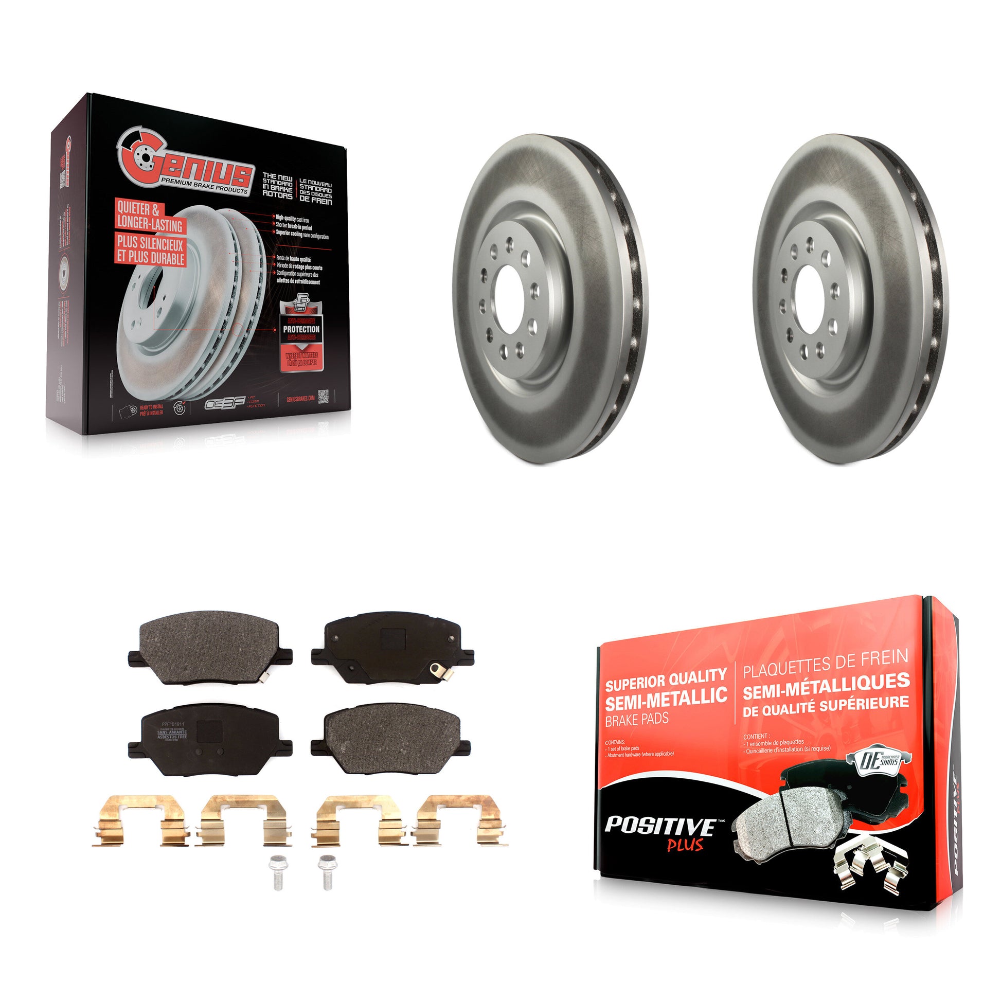 Coated Disc Rotors and Semi-Metallic Brake Pads Kit-KGF-104123