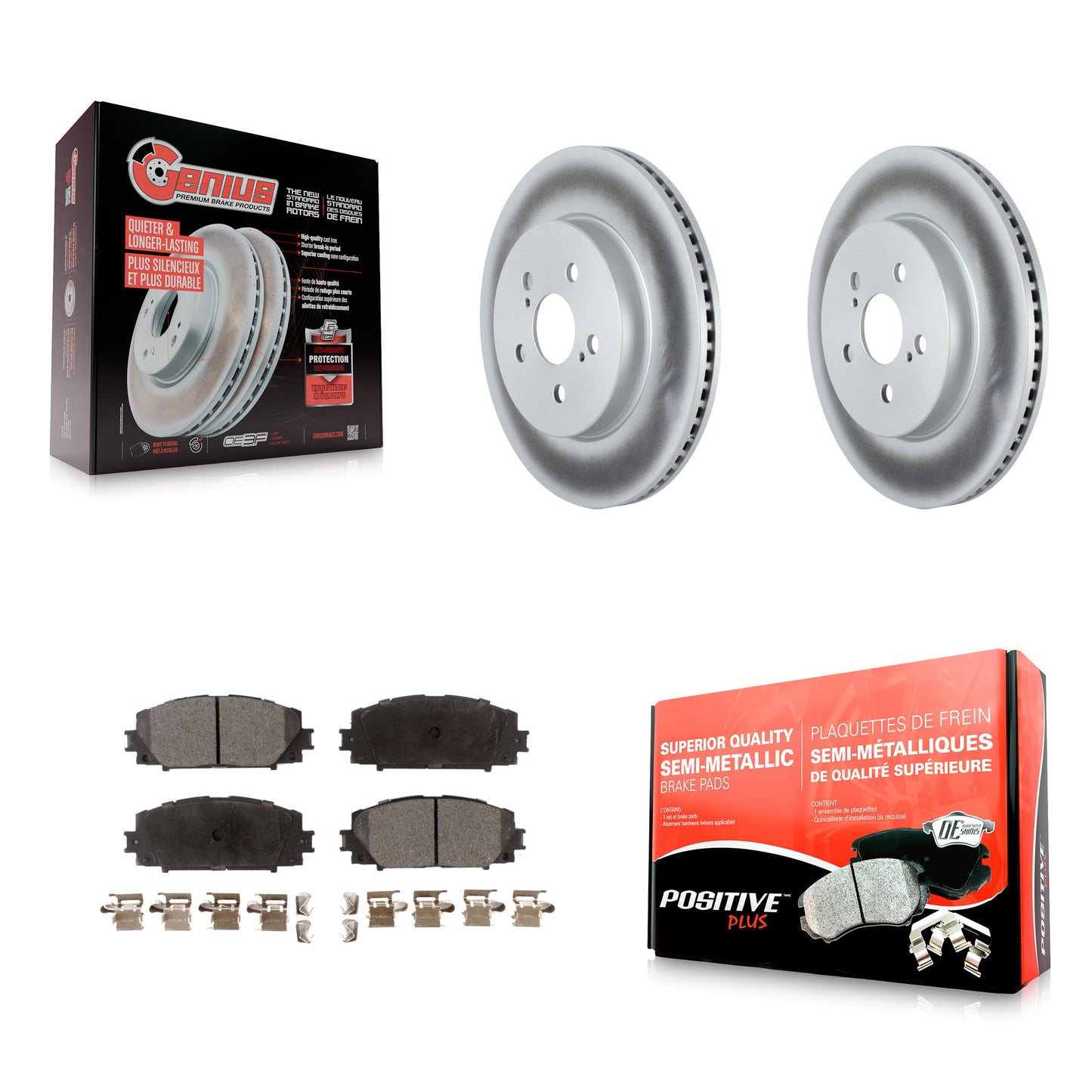 Coated Disc Rotors and Semi-Metallic Brake Pads Kit-KGF-104125 Kit.bestparts.ca