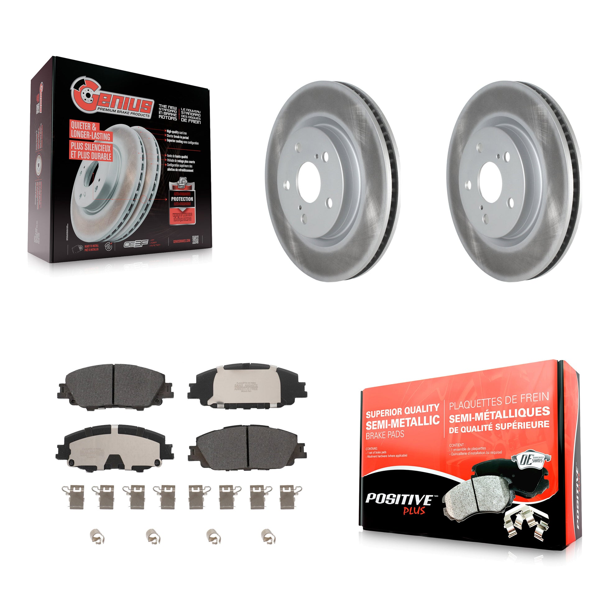 Coated Disc Rotors and Semi-Metallic Brake Pads Kit-KGF-104126