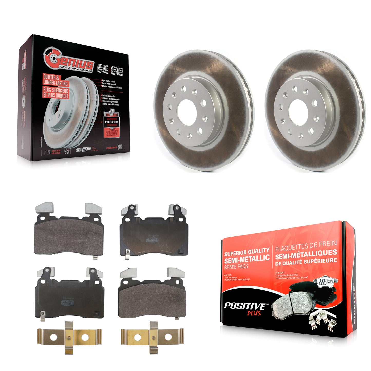 Coated Disc Rotors and Semi-Metallic Brake Pads Kit-KGF-104128 Kit.bestparts.ca