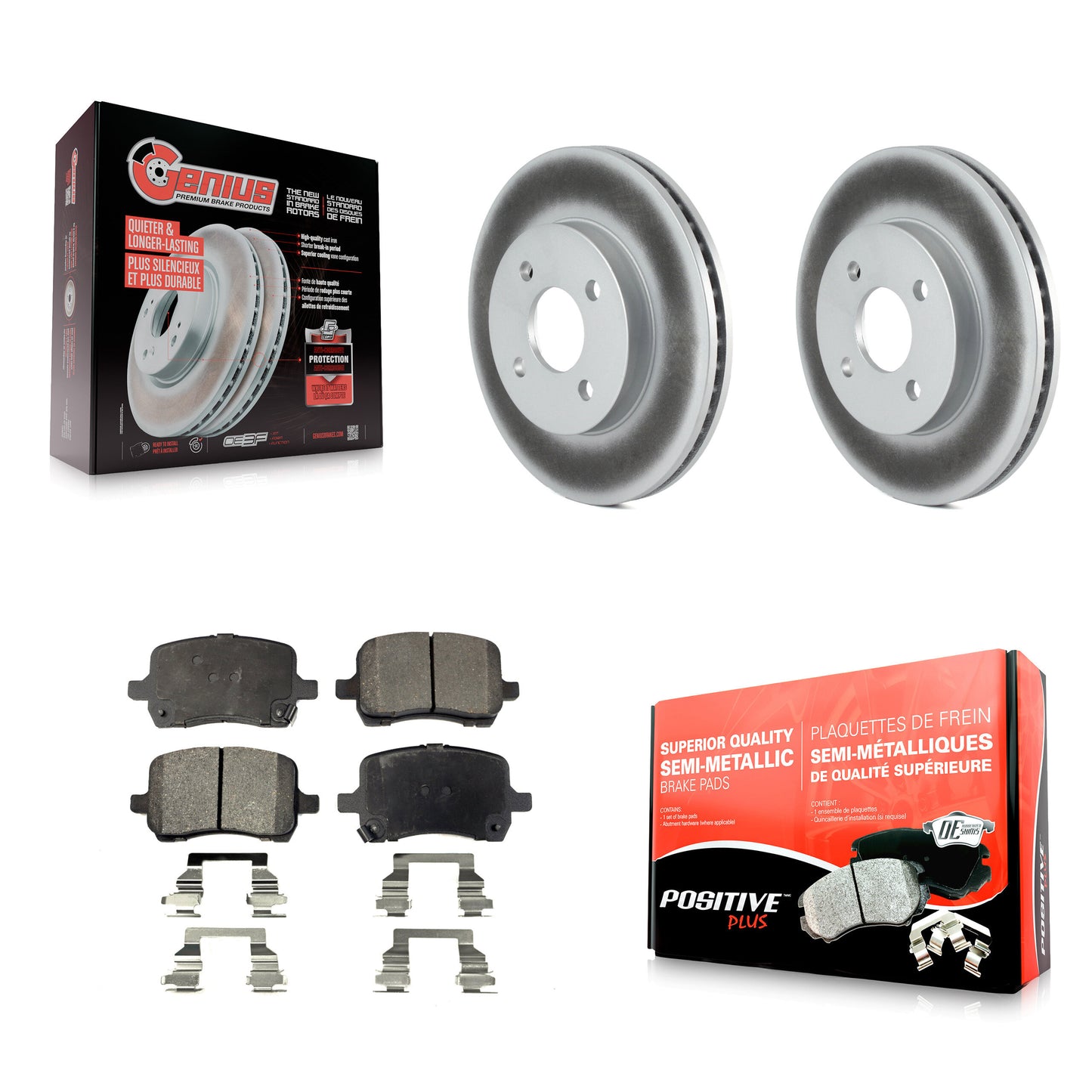Coated Disc Rotors and Semi-Metallic Brake Pads Kit-KGF-104136 Kit.bestparts.ca
